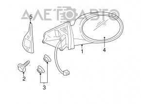 Зеркало боковое правое в сборе Chrysler Sebring 00-05 coupe 3 пина, черное