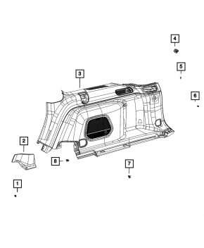 Обшивка арки ліва Jeep Grand Cherokee WL 22-26 чорна, тип 2
