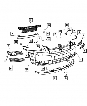 Крепление переднего бампера правое Dodge Grand Caravan 11-20