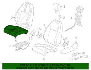 Водительское сидение Honda Civic XI FE/FL 22-24 с airbag, электро, кожа черная