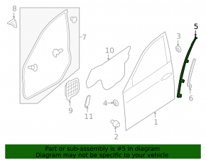 Направляющая стекла двери передней правой Subaru Forester 14-18 SJ передняя