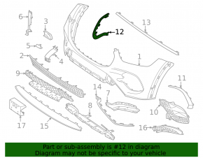 Молдинг переднего бампера правый Mercedes W167 GLE 350 24-26