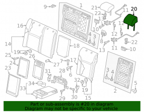 Подголовник 2 ряда левый VW Passat b8 16-19 USA кожа бежевая