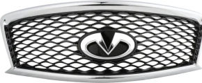 Грати радіатора grill в зборі Infiniti QX50 19-25 з емблемою під радар, без камери