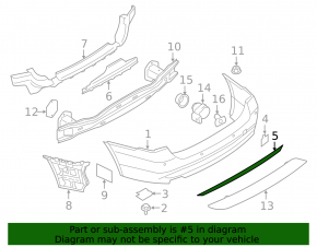 Молдинг заднего бампера BMW 3 F30 4d 12-15 черный