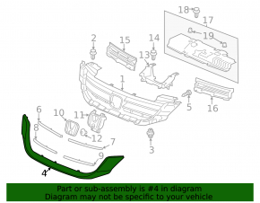 Накладка решетки радиатора grill Honda Accord 13-15 хром