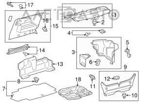 Підлога багажника Toyota Camry v50 12-14 hybrid usa, з ручкою, чорна, зламана ручка, під хімчистку, відклеїлося покриття