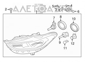 Фара передняя правая Ford Fusion mk5 17-20 галоген, без DRL