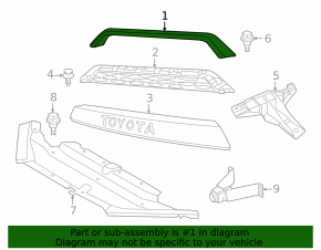 Молдинг решетки радиатора grill верх Toyota 4Runner 20-24 рест, графит 1G3
