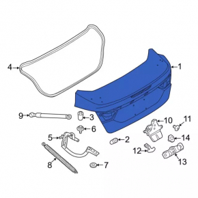 Крышка багажника Ford Focus mk3 15-18 рест 4d под спойлер, красный RR, тычки