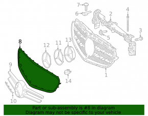 Молдинг решетки радиатора grill Mercedes E-class W212 14-16