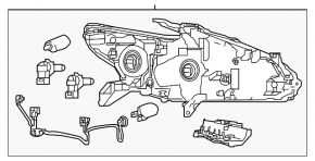 Фара передня ліва Nissan Altima 16-18 галоген, темна, DRL