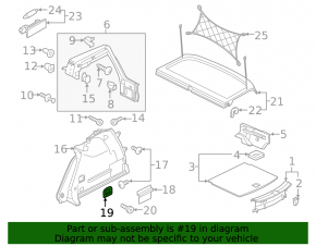 Крюк багажника Audi A3 8V 15-20 4d черный с хром