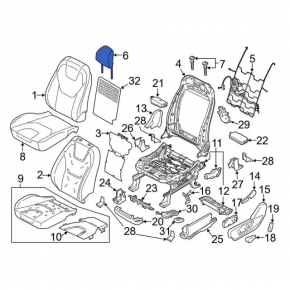 Подголовник передний левый Ford Edge 15-24 кожа черная, узкий верх