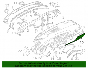 Накладка передней панели правая Audi A6 C7 16-18 под дерево коричневый ясень, quattro, царапины