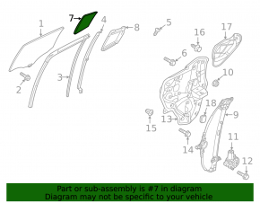 Стекло двери треугольник с уплотнителем заднее правое Mazda 6 14-21