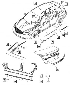 Накладка двери боковая задняя правая передняя Chrysler 200 11-14