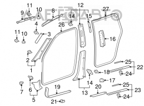 Накладка центральной стойки нижняя правая Lexus RX300 98-00