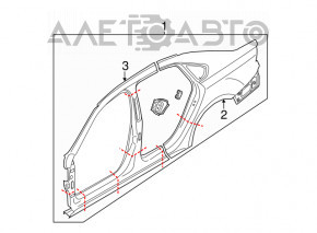 Стойка кузова центральная правая VW Passat b8 16-19 USA на кузове, тычки