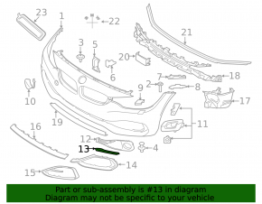 Молдинг обрамления решетки птф правой нижний BMW 4 F32 F33 F36 15-18