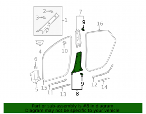 Накладка центральной стойки нижняя правая серая Toyota Prius 20 04-09