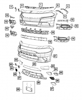 Бампер передний голый Dodge Charger 15-23 рест