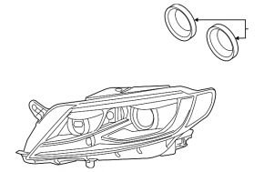 Фара передняя левая VW CC 13-17 голая рест ксенон led