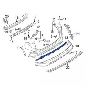 Накладка губы заднего бампера Ford Edge 19-24 черная, без фаркопа, потерта