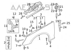 Крыло переднее правое Audi A4 B9 17-25 с кронштейнами, серебро LZ7G