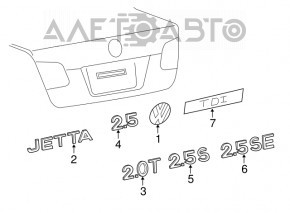 Эмблема надпись 2.5 SE крышки багажника VW Jetta 11-14 USA