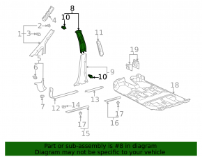 Накладка центральной стойки верхняя ремень левая Lexus RX300 98-02 бежевая