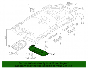 Козырек правый Volvo XC90 16-26 серый с подсветкой, под чистку