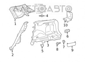 Обшивка арки правая Toyota Rav4 19-25 черная с карманом и прикуривателем, царапины