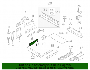 Пол багажника левый BMW X5 F15 14-18 черный под 3 ряда