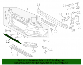 Нижня решітка переднього бампера Audi A5 13-16