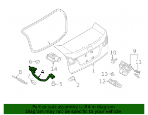 Петля крышки багажника правая Ford Fiesta 11-19 4d