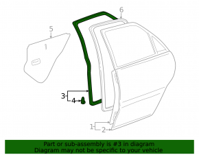 Уплотнитель двери задней правой Lexus RX300 98-03
