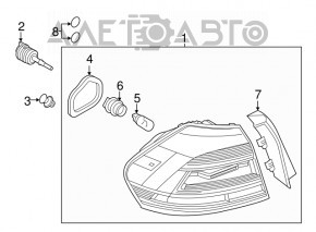 Фонарь внешний крыло левый VW Passat b8 16-19 USA LED темный