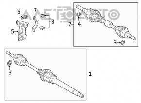 Привод полуось передняя левая Ford Edge 19-24 2.0T ржавая, сорвана резьба