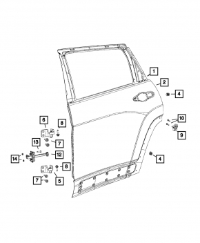 Петля двери нижняя задняя правая Jeep Cherokee KL 14-23