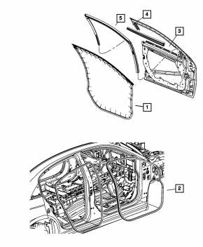 Уплотнитель стекла передний левый Chrysler 200 11-14