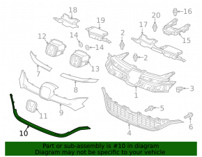 Молдинг нижний решетки радиатора grill Honda CRV 15-16 хром