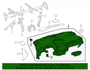 Торпедо передняя панель без AIRBAG Lexus RX350 20-22 черная
