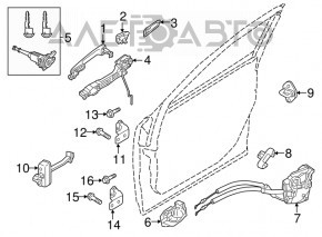 Механизм ручки двери передней левой Mazda 3 14-18 BM