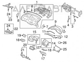 Панель на торпедо правая Honda Civic 4d 06-09