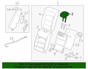 Подголовник 2 ряда левый Chevrolet Malibu 16-25 кожа серый