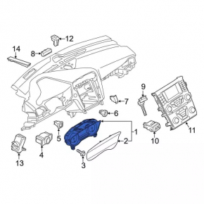 Щиток приборов Ford Fusion mk5 17-14 2 дисплея, царапины