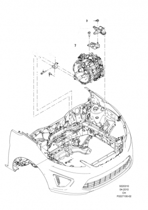 Подушка двигуна нижня опорна Ford Fiesta 11-19 1.6 АКПП