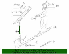 Накладка передней стойки средняя левая Audi A5 F5 18-25 5D черная