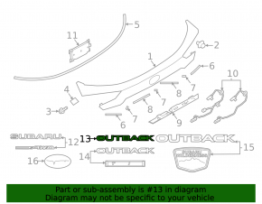 Эмблема OUTBACK двери багажника Subaru Outback 20-23